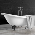 Stirling Black Marble Tile Effect Bathroom Wall Cladding - 8mm - 500mm x 2700mm