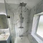 Shropshire White Marble Tile Effect Bathroom Wall Cladding - 8mm - 500mm x 2700mm