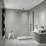 Hampshire Light Grey Stone Tile Effect Bathroom Wall Cladding - 8mm - 500mm x 2700mm