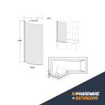 Oblique P-Shaped Shower Bath Screen