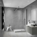 Northumberland Grey Tile Effect Bathroom Wall Cladding - 8mm - 500mm x 2700mm