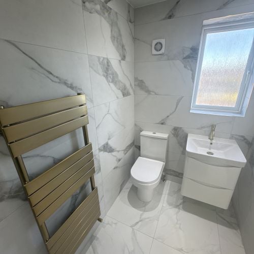 Brushed Brass & Marble Tiles